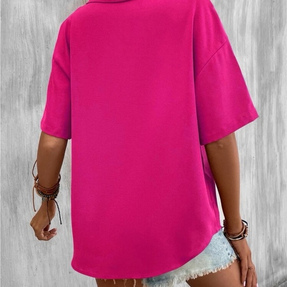 New hot pink button down short sleeve top - Picture 8 of 8